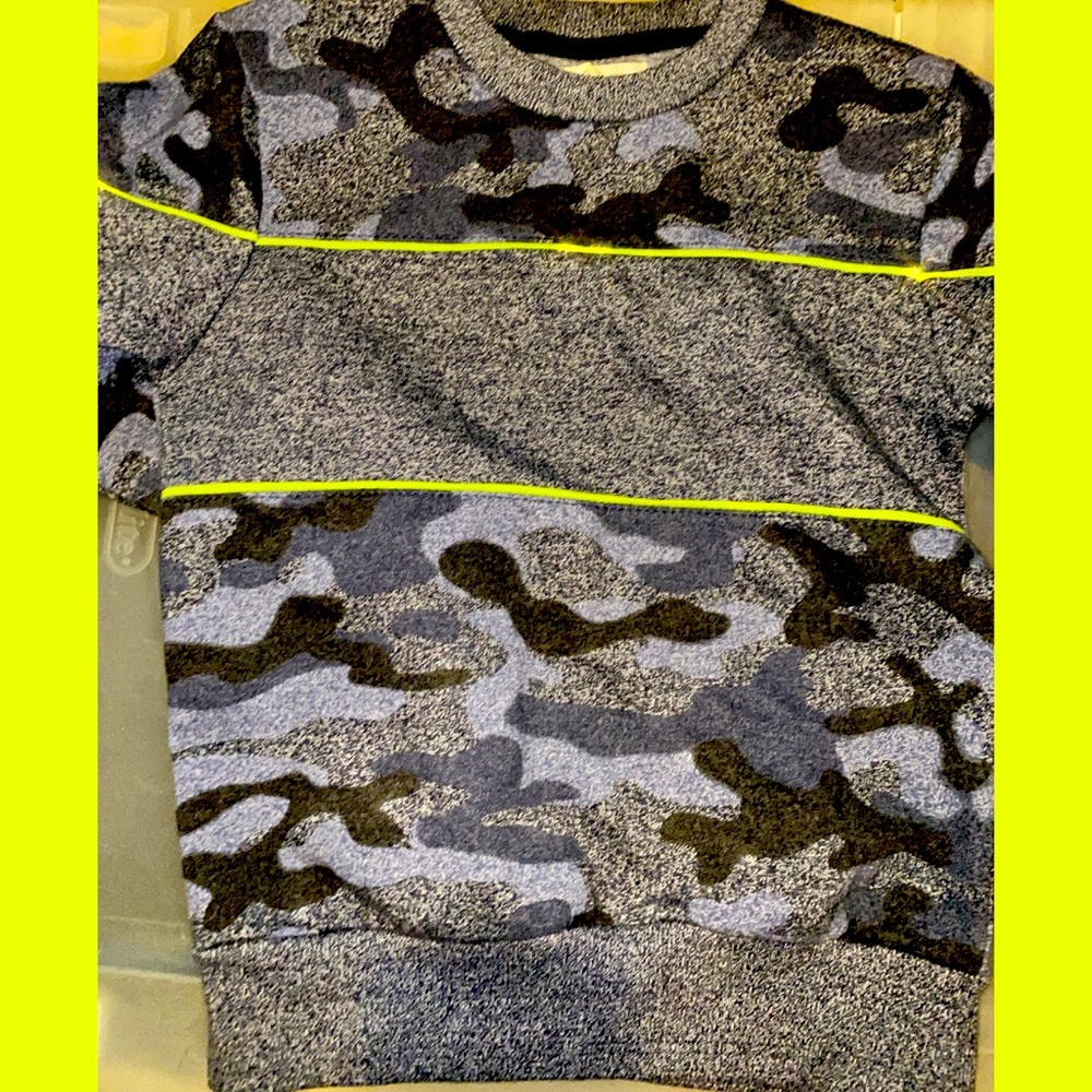 Blue Army Fatigue Sweatshirt w/ Lime Green Accents